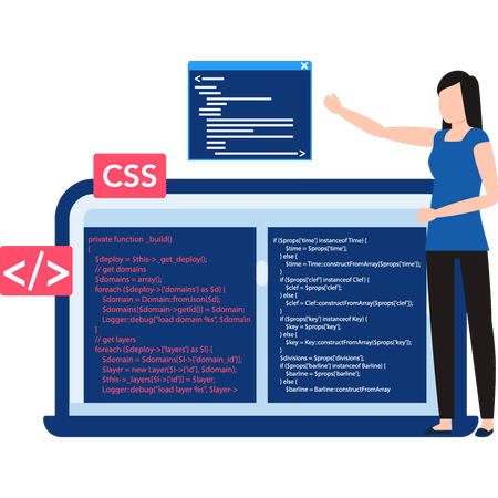 El programador está escribiendo código CSS  Ilustración