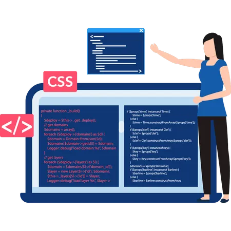 El programador está escribiendo código CSS  Ilustración