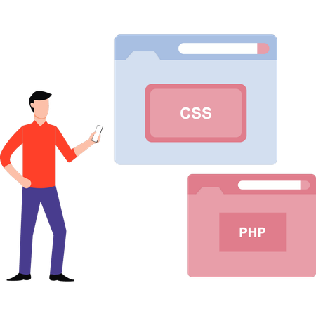 El programador está explicando líneas de codificación.  Ilustración