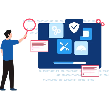 El programador está trabajando en la seguridad de la aplicación.  Ilustración