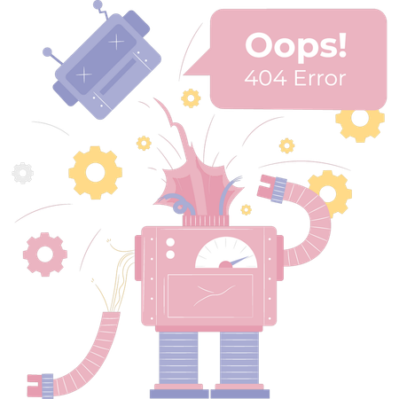 El robot muestra el error 404  Illustration