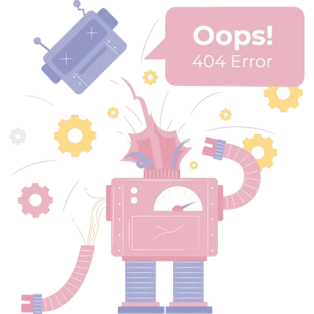 El robot muestra el error 404  Illustration