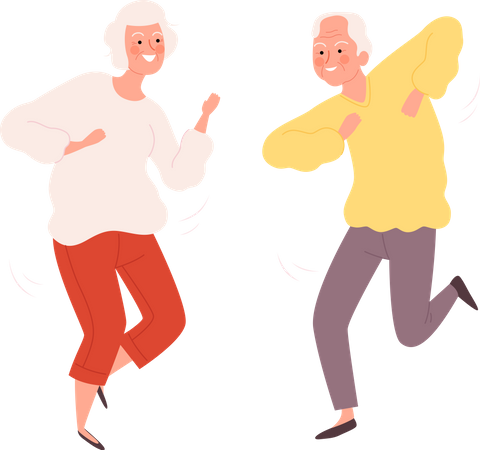 Elder couple dancing Illustration