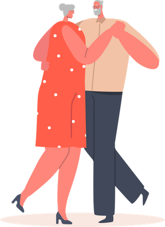 Elder couple dancing  Illustration