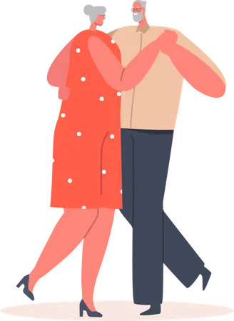 Elder couple dancing  Illustration