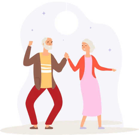 Elder couple dancing together  Illustration