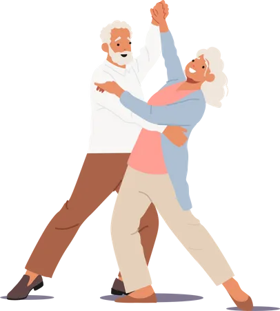 Elder couple dancing together  Illustration