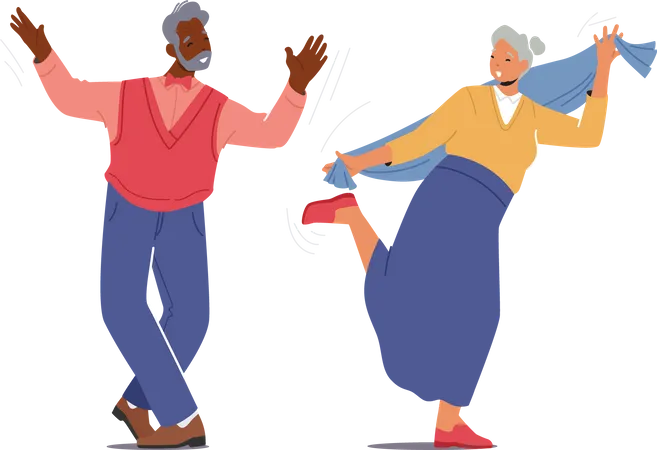 Elder couple dancing together  Illustration