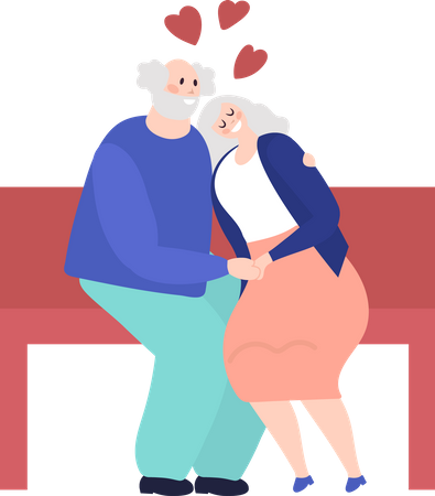 Elder Couple Dating Illustration