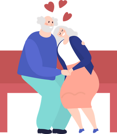 Elder Couple Dating  Illustration