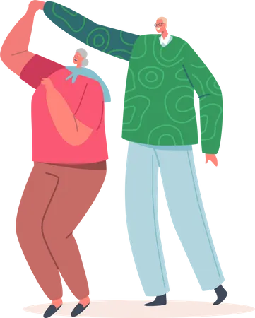 Elder couple doing romantic dance  Illustration