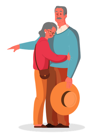 Elder couple hug each other  Illustration