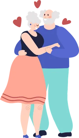 Elder couple hugging Illustration