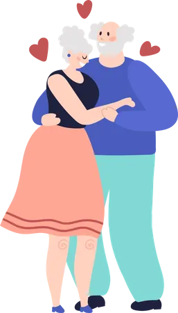 Elder couple hugging  Illustration