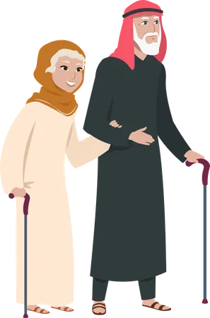 Elder couple walking together  Illustration