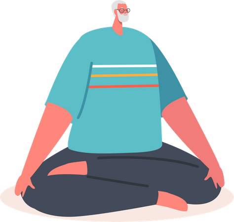 Elder male doing meditation Illustration