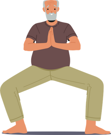 Elder male doing Yoga exercise Illustration