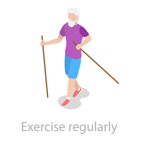 Elder man doing walking exercise  Illustration