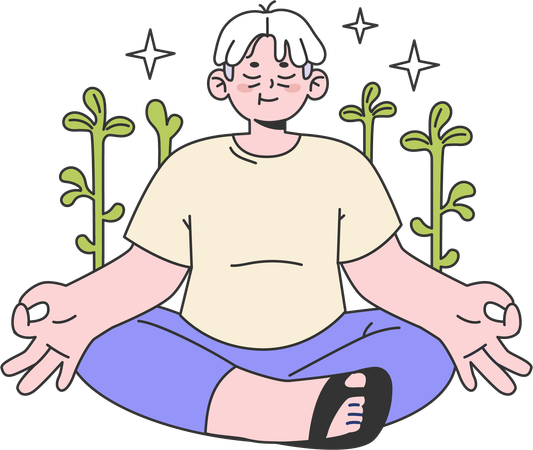 Elder man is doing yoga  Illustration