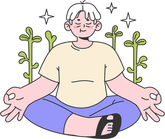 Elder man is doing yoga  Illustration