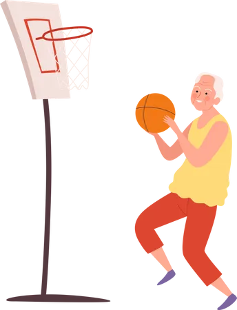 Elder man playing basketball  Illustration