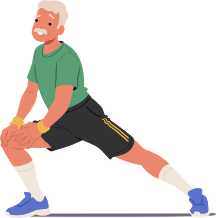 Elder Man Stretching Legs  Illustration