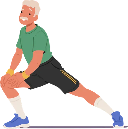 Elder Man Stretching Legs  Illustration