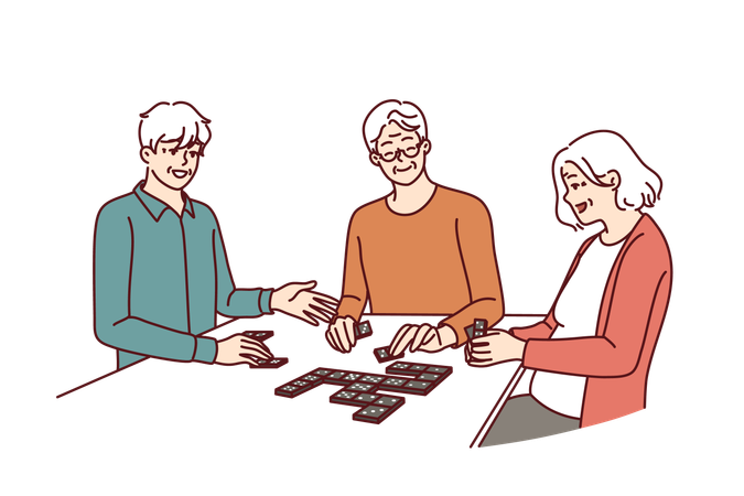 Elder people are solving puzzles  Illustration