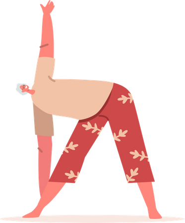 Elder woman doing yoga Illustration