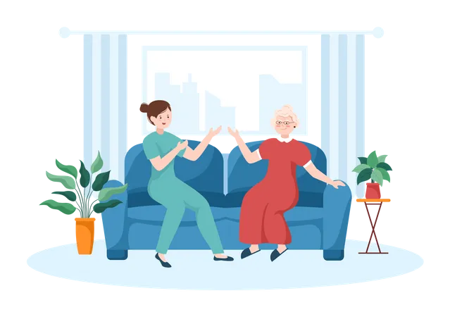 Elderly care Home Illustration