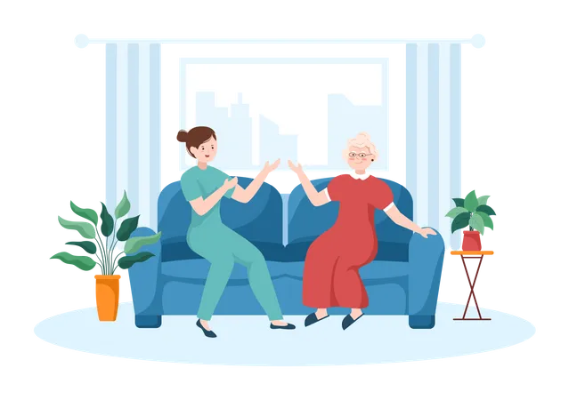 Elderly care Home  Illustration