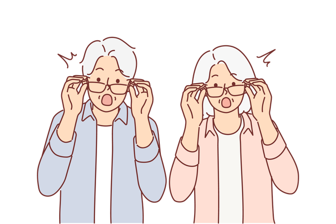 Elderly couple are surprised  Illustration