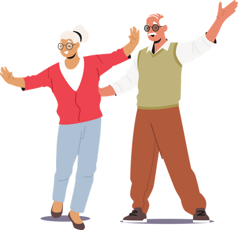 Elderly couple celebrating together Illustration