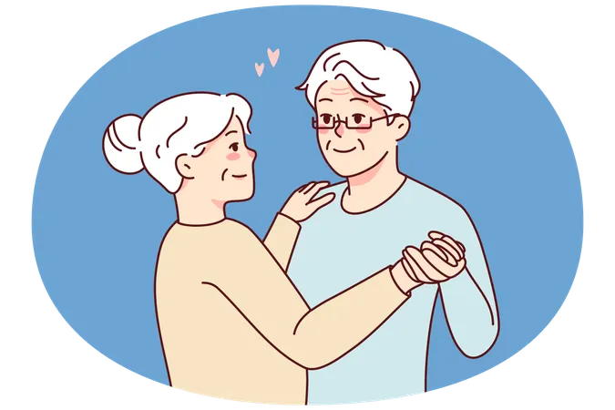 함께 춤추는 노부부  일러스트레이션