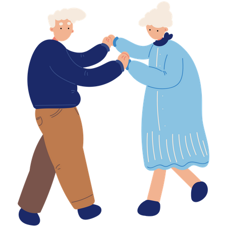 Elderly couple dancing together  Illustration