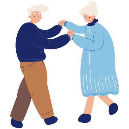 Elderly couple dancing together  Illustration