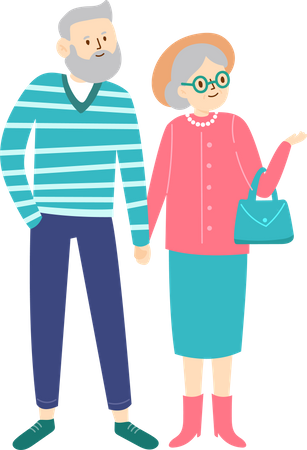 Elderly couple enjoying trip  Illustration