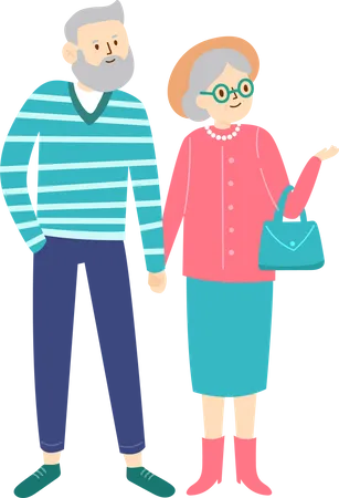 Elderly couple enjoying trip  Illustration