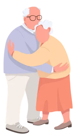 Elderly couple hugging Illustration