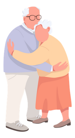 Elderly couple hugging  Illustration