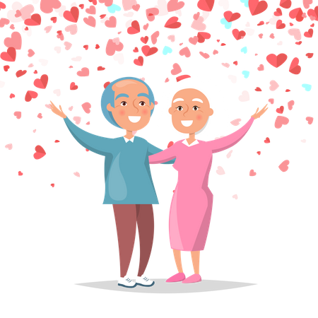 Elderly Couple In Love Illustration