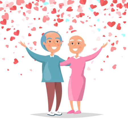 Elderly Couple In Love Illustration