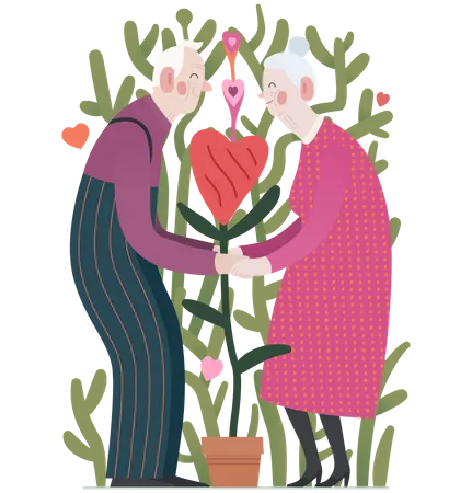 Elderly couple in love  Illustration