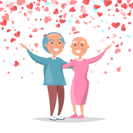 Elderly Couple In Love  Illustration