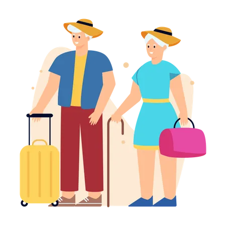 Elderly couple on Vacation  Illustration