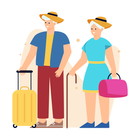 Elderly couple on Vacation  Illustration