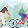 illustration couple riding bicycle
