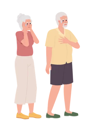 Elderly couple upsetted with news Illustration