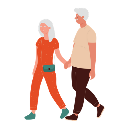 Elderly Couple walking  Illustration