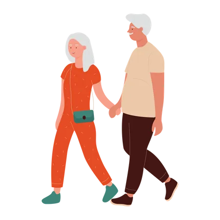 Elderly Couple walking  Illustration